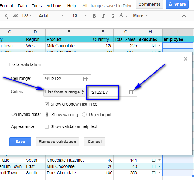 Agregue, edite y elimine casillas de verificación y listas desplegables en Google Sheets