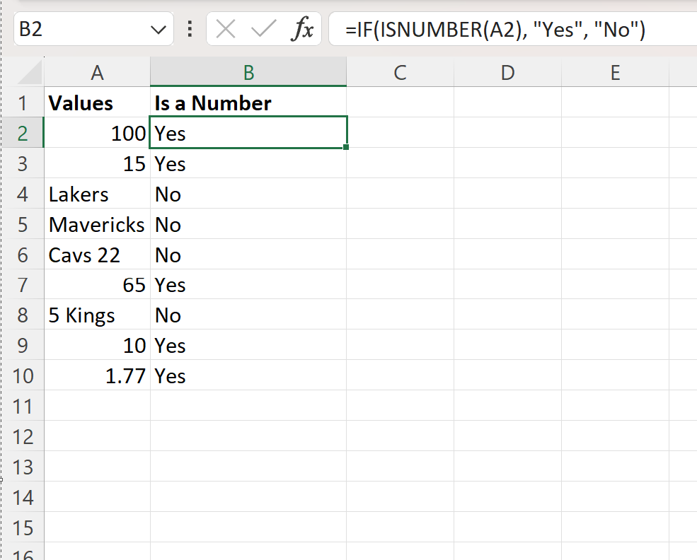 Excel: si la celda contiene un número, entonces devuelve el valor