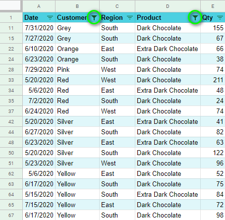 Filtrar datos en Google Sheets