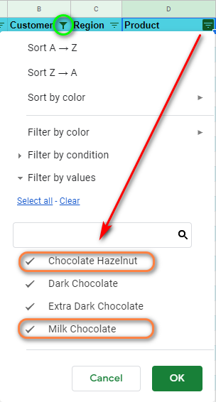 Filtrar datos en Google Sheets