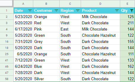Filtrar datos en Google Sheets