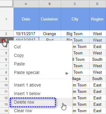 Agregue filas en Google Sheets, elimine, congele o desbloquee líneas