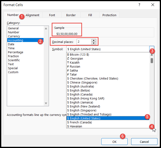 Cómo aplicar el formato de número de contabilidad en Excel