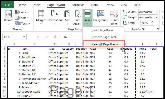 Cómo eliminar el salto de página en Excel (esas líneas de puntos)