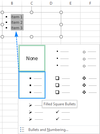 Cómo insertar viñetas en Excel de 8 formas diferentes