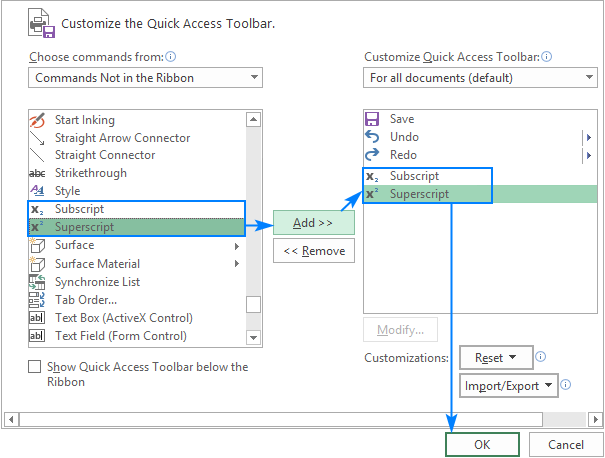 Cómo superíndice y subíndice en Excel (texto y números)