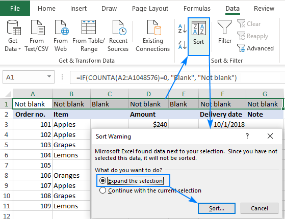 Cómo eliminar columnas en blanco en Excel
