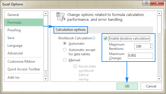 Cálculos de Excel: automáticos, manuales, iterativos.