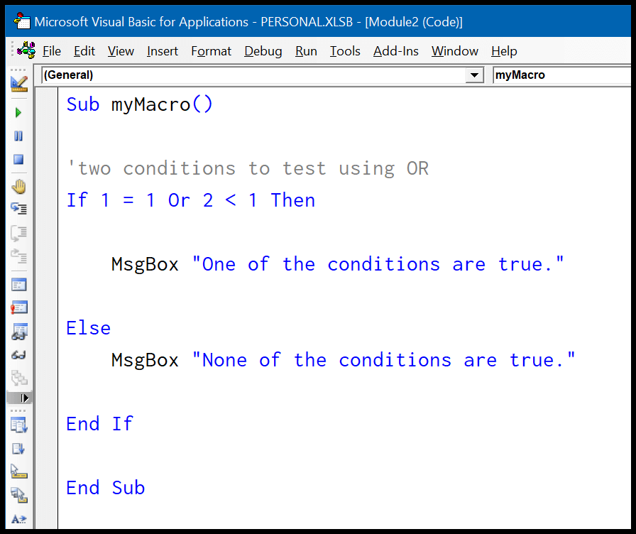VBA IF OR (Probar múltiples condiciones)