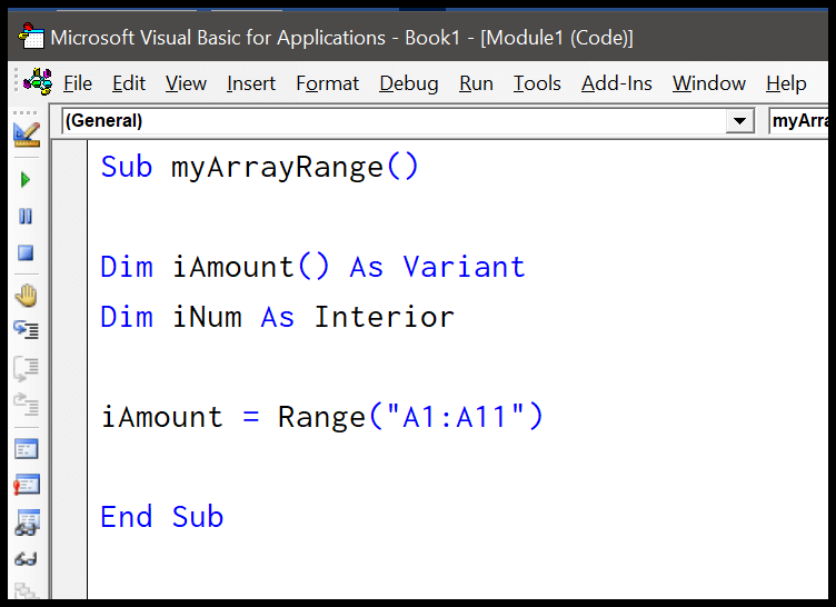 Rango de VBA a una matriz