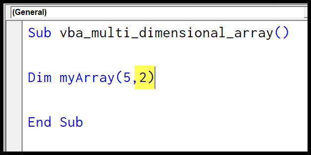 Matriz multidimensional de VBA