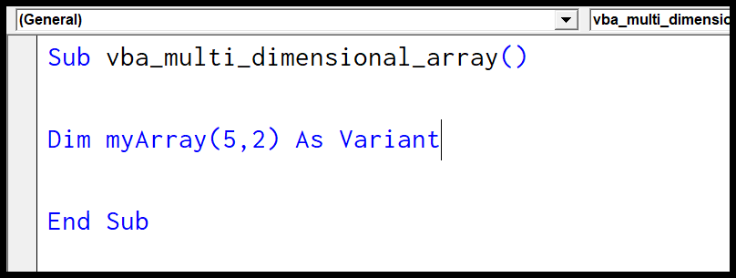 Matriz multidimensional de VBA