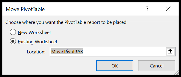 Mover una tabla dinámica Mover una tabla dinámica