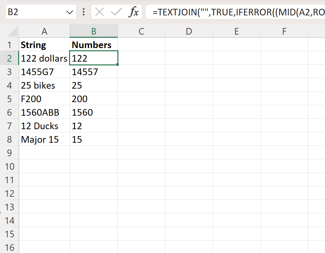 Excel: cómo extraer números de una cadena Excel: cómo extraer números de una cadena