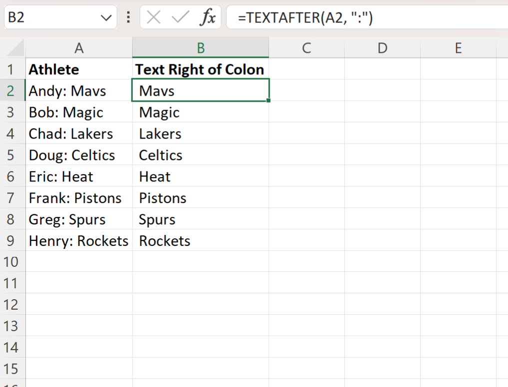 Excel: Cómo extraer texto a la derecha de los dos puntos Excel: Cómo extraer texto a la derecha de los dos puntos