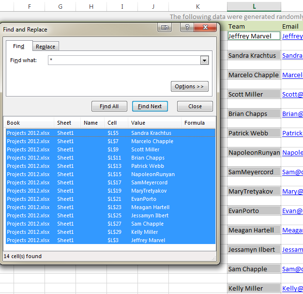 contar celdas que no estén en blanco usando Buscar y reemplazar o fórmulas