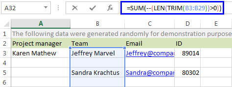 contar celdas que no estén en blanco usando Buscar y reemplazar o fórmulas