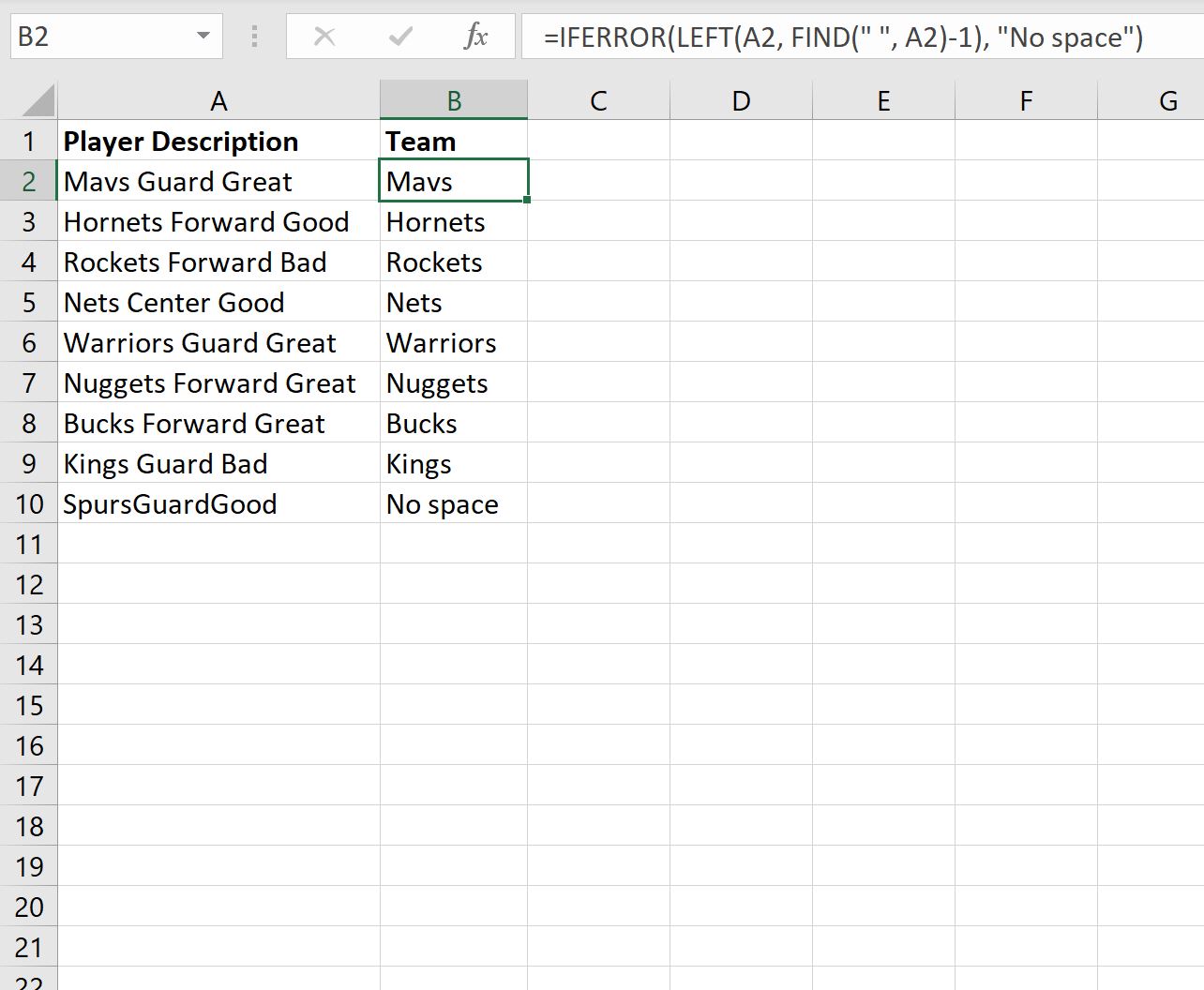 Excel: use IZQUIERDA para extraer texto antes del espacio
