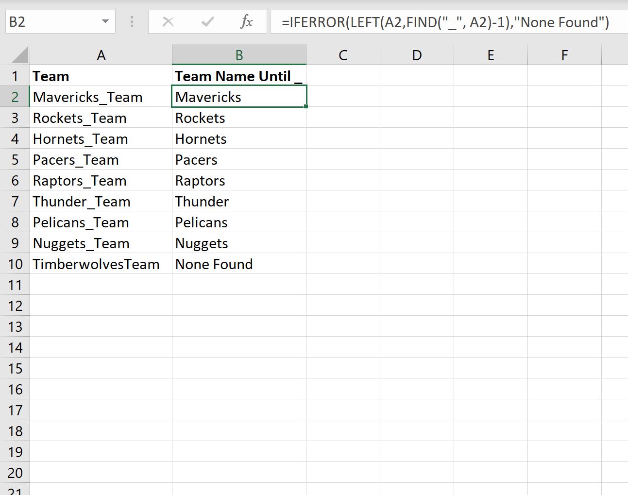 Excel: una fórmula para IZQUIERDA hasta un carácter específico