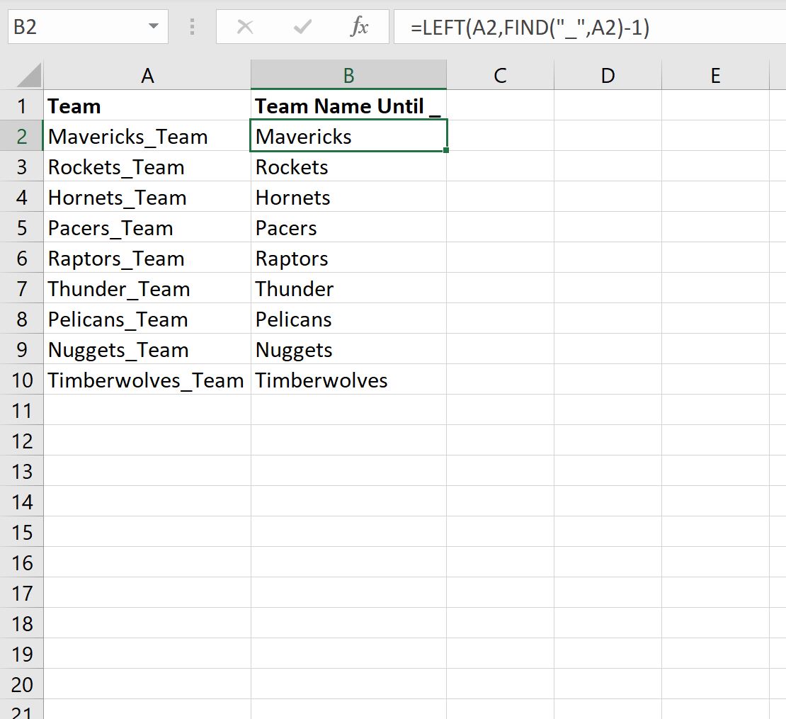 Excel: una fórmula para IZQUIERDA hasta un carácter específico