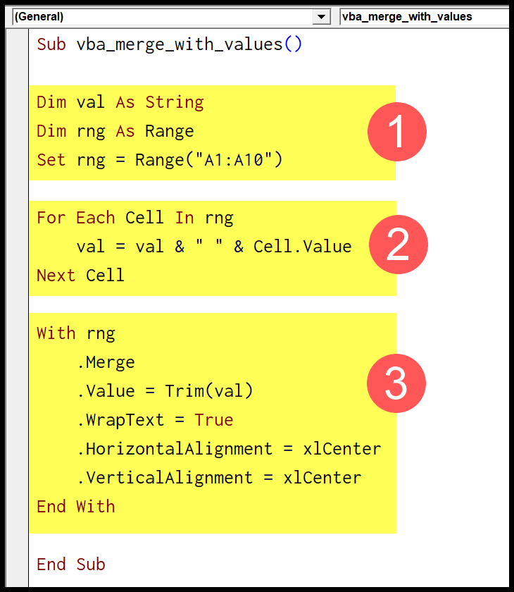 Fusionar celdas (rango y alineación central)