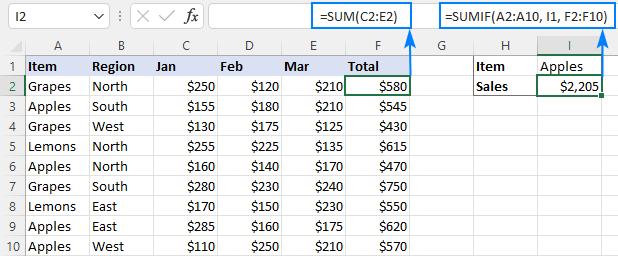 SUMIF múltiples columnas con uno o más criterios