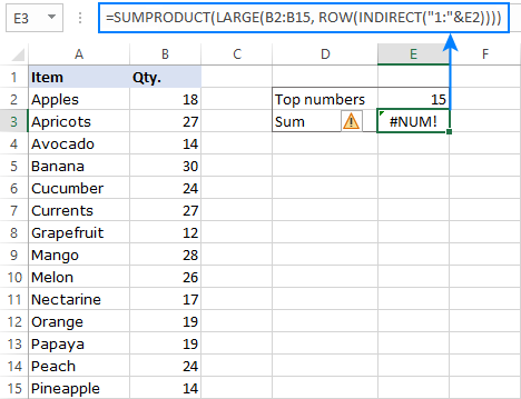 Cómo sumar los números más grandes en un rango
