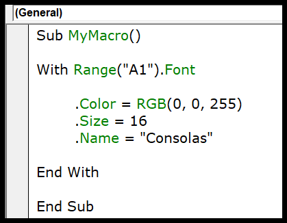 VBA con declaración (con – terminar con)