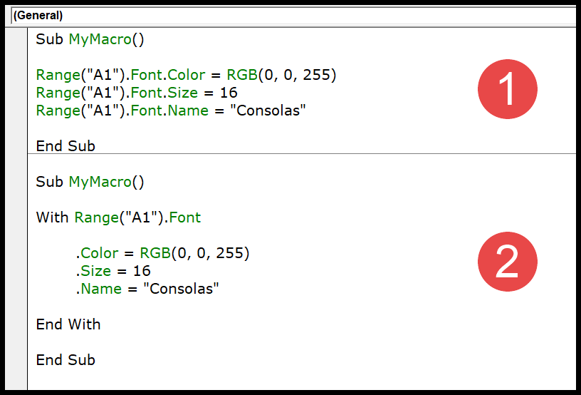 VBA con declaración (con – terminar con)