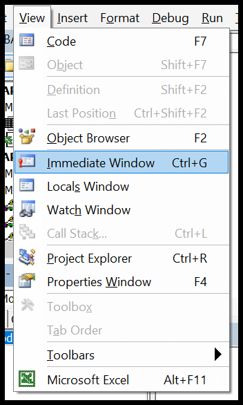 Ventana inmediata de VBA (Debug.Print)