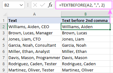 Función TEXTBEFORE de Excel: extrae texto antes del carácter (delimitador)
