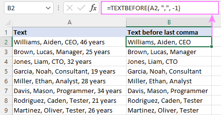 Función TEXTBEFORE de Excel: extrae texto antes del carácter (delimitador)