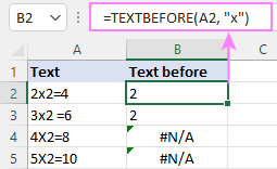 Función TEXTBEFORE de Excel: extrae texto antes del carácter (delimitador)