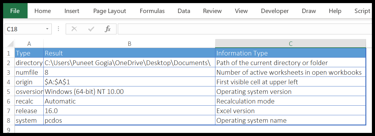 Funciones de información de Excel (ejemplos + archivos de muestra)