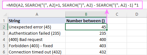 Extraiga texto entre dos caracteres en Excel y Google Sheets