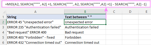 Extraiga texto entre dos caracteres en Excel y Google Sheets