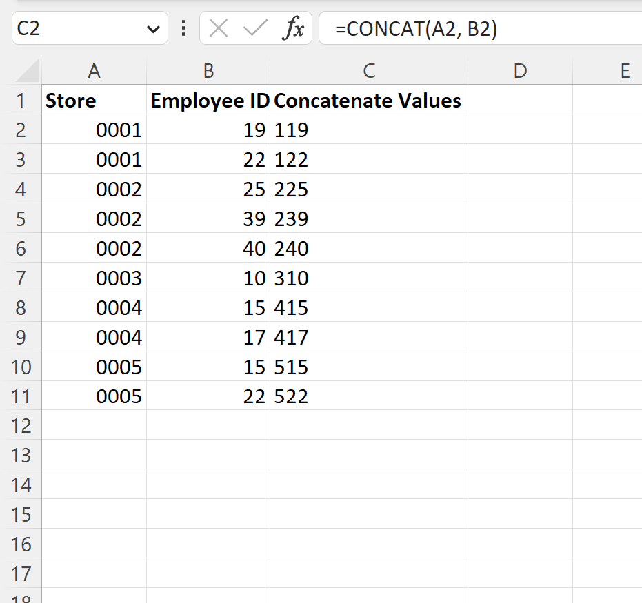 Excel: cómo concatenar valores y mantener ceros a la izquierda