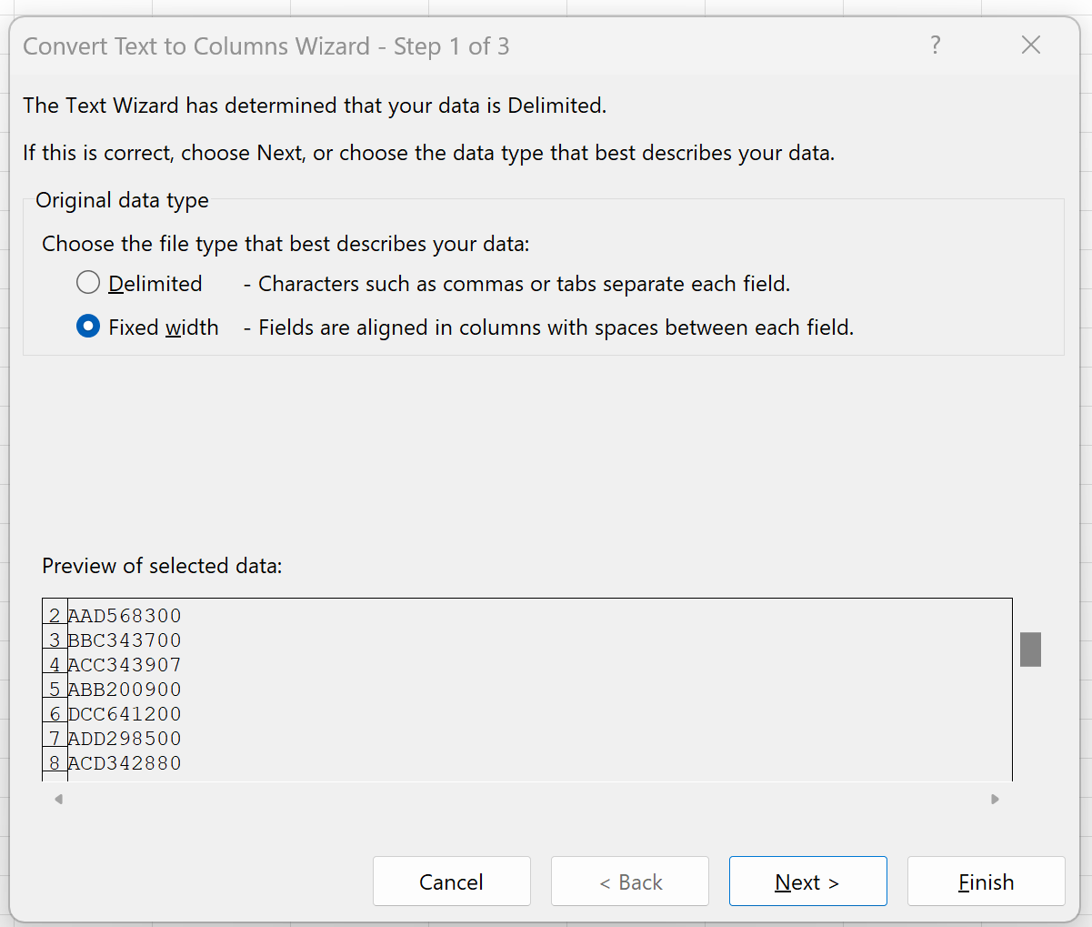 Excel: cómo dividir una cadena por una longitud específica