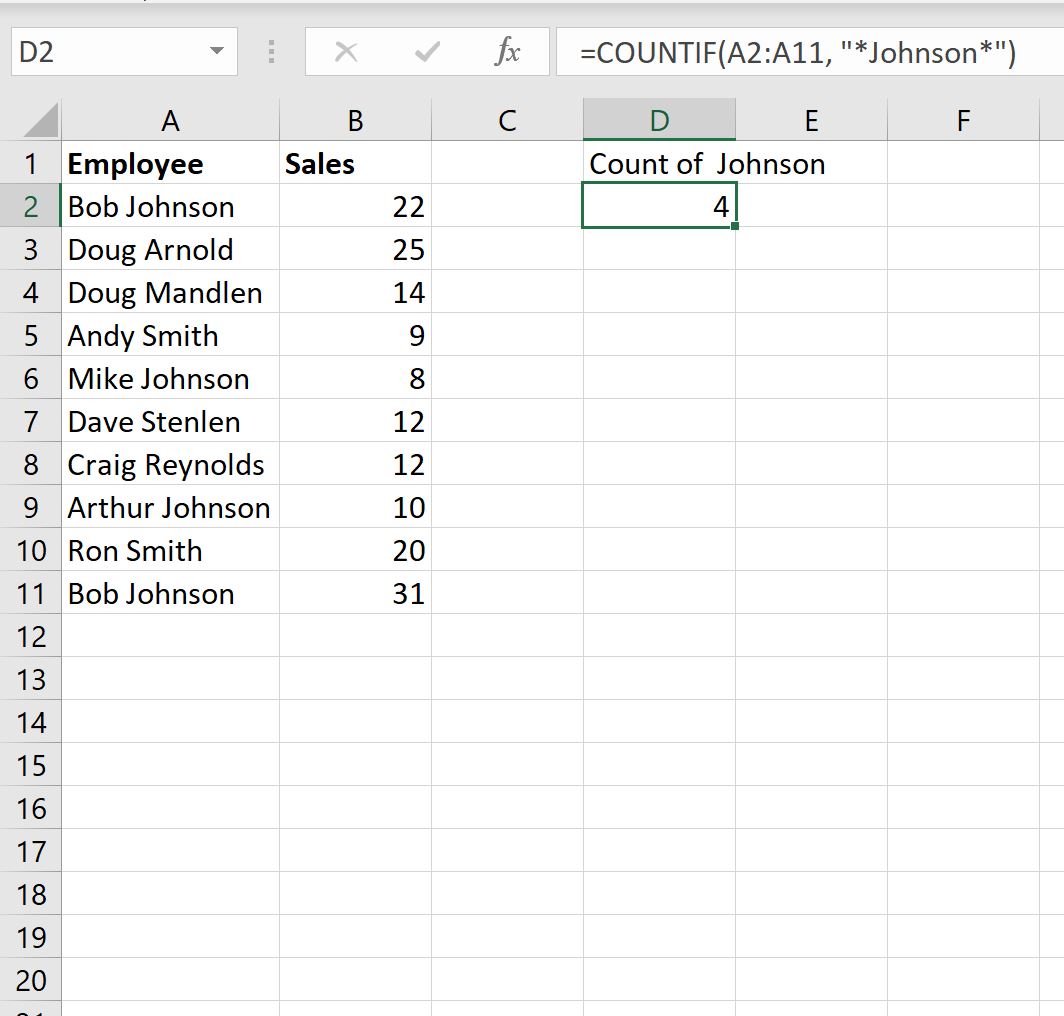 Cómo contar nombres en Excel (3 ejemplos)