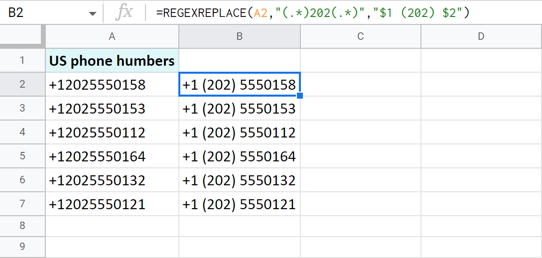 Agregue el mismo texto en Google Sheets en una determinada posición de varias celdas a la vez