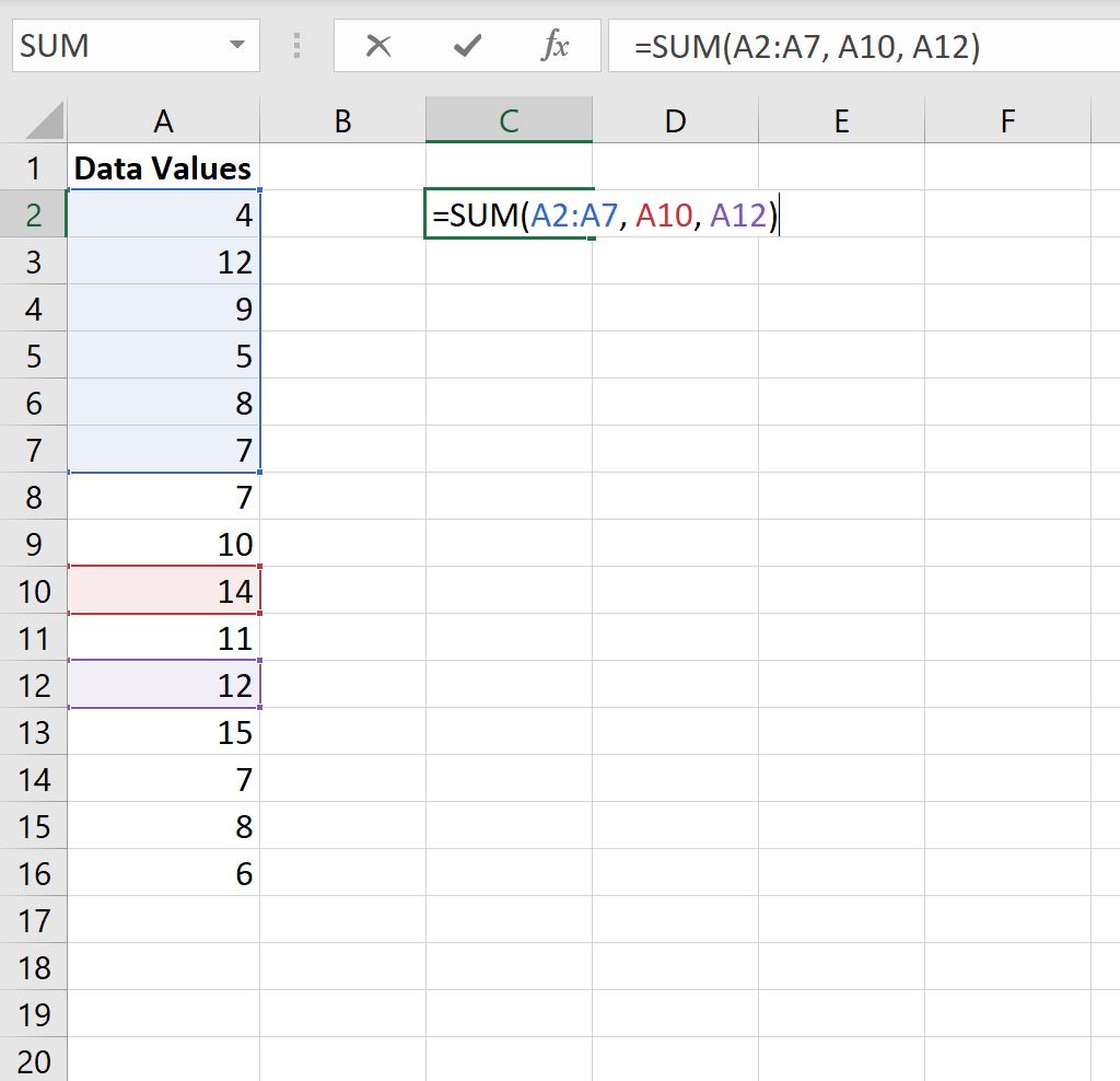 Cómo sumar celdas no contiguas en Excel (con ejemplos)