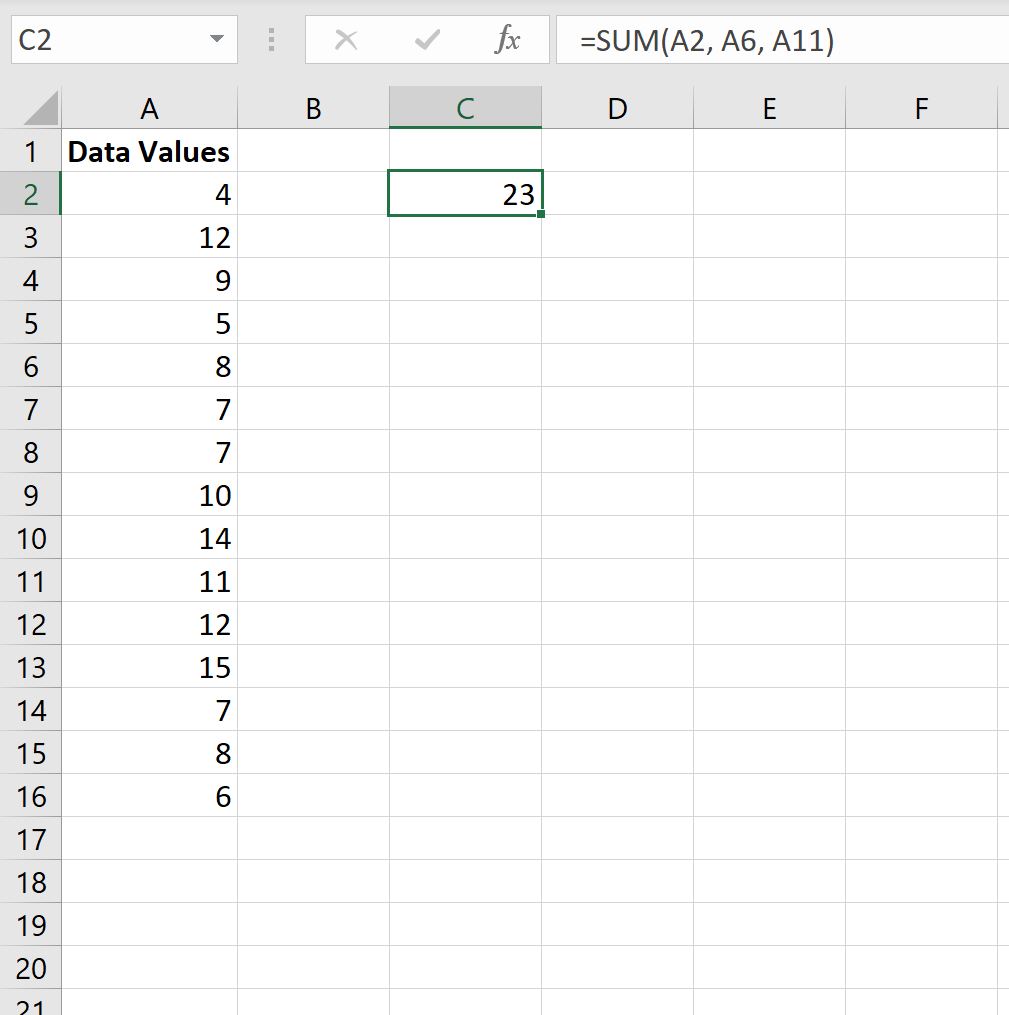 Cómo sumar celdas no contiguas en Excel (con ejemplos)