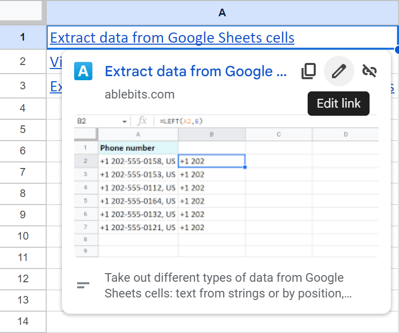 cierto texto de cadenas, URL de enlaces y más