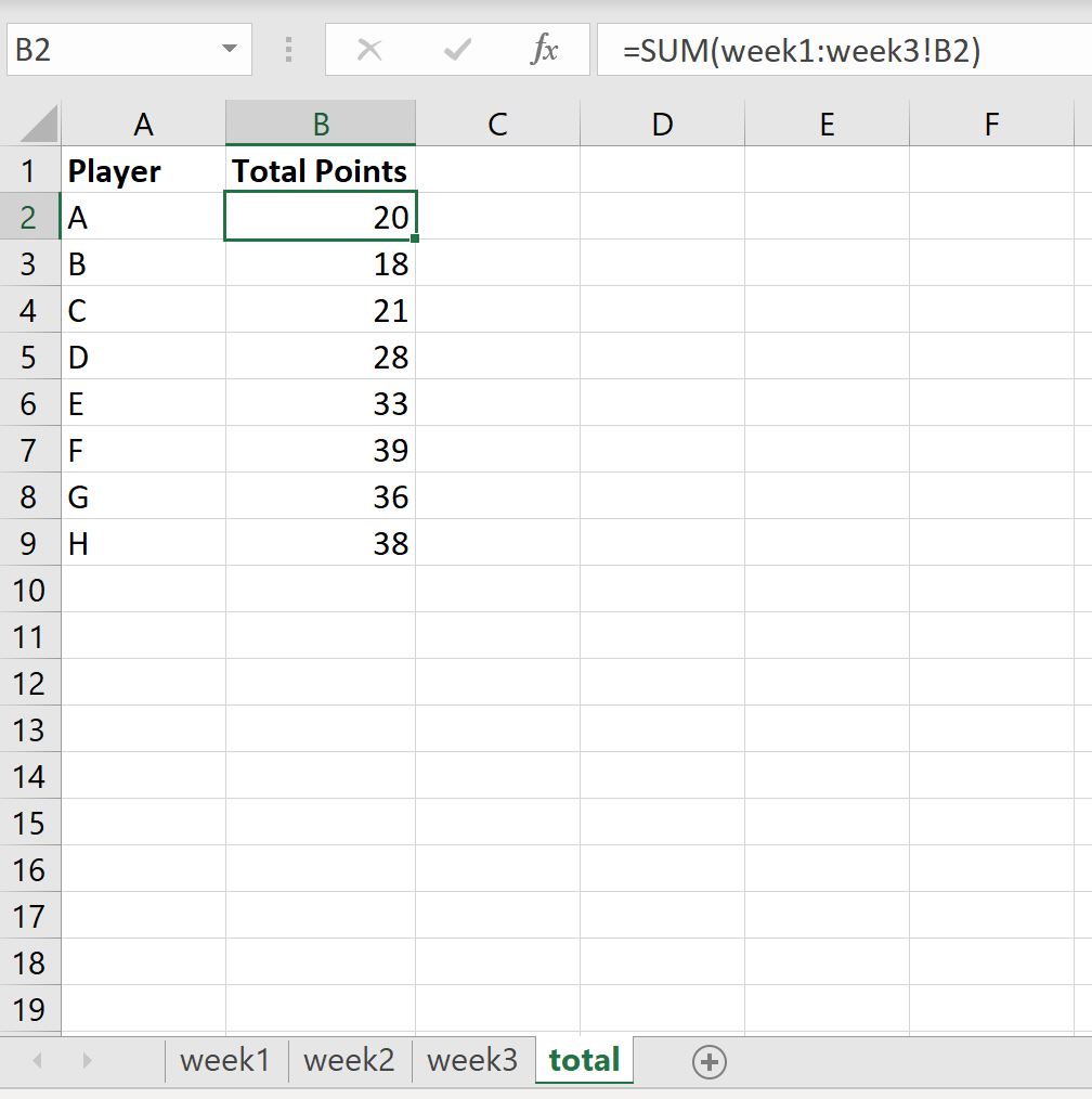 Cómo sumar en varias hojas en Excel