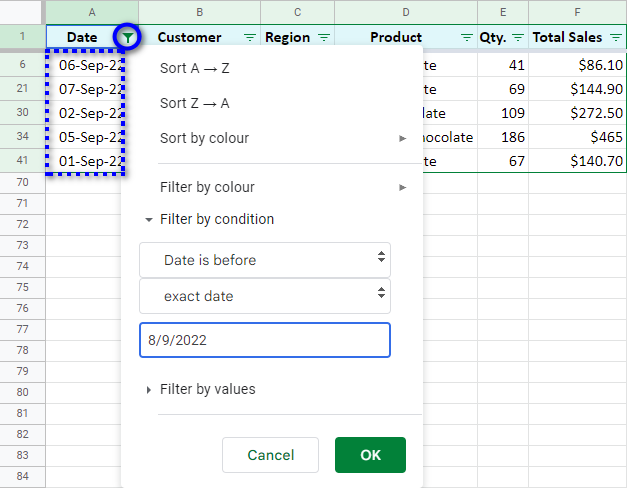 Filtre por condición en Google Sheets y trabaje con vistas de filtro Filtre por condición en Google Sheets y trabaje con vistas de filtro