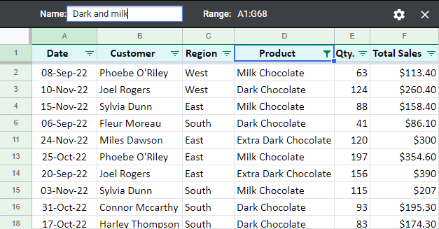 Filtre por condición en Google Sheets y trabaje con vistas de filtro Filtre por condición en Google Sheets y trabaje con vistas de filtro