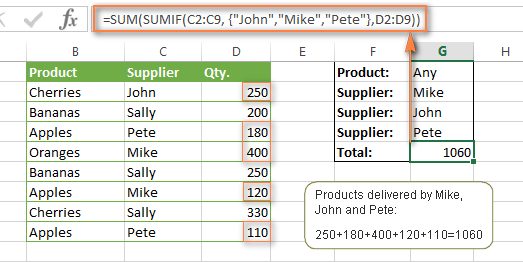 Excel SUMIFS y SUMIF con múltiples criterios – ejemplos de fórmulas