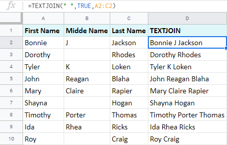 Cómo fusionar celdas en Google Sheets