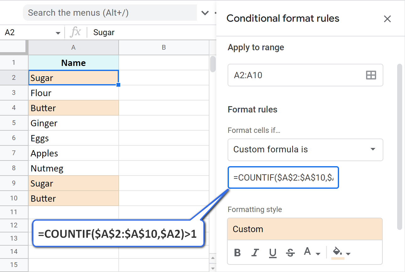 Resalte duplicados en Google Sheets: formato condicional versus complemento