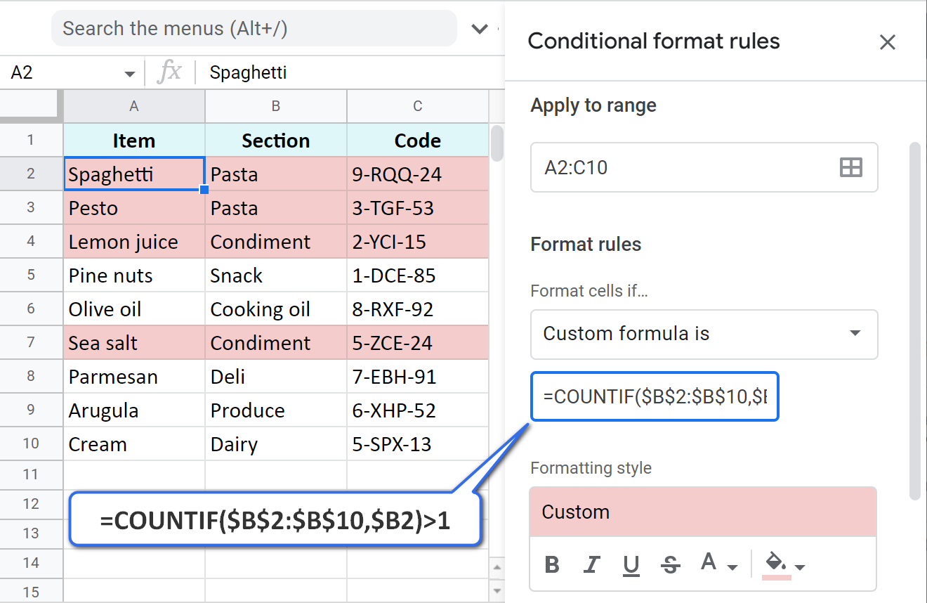 Resalte duplicados en Google Sheets: formato condicional versus complemento
